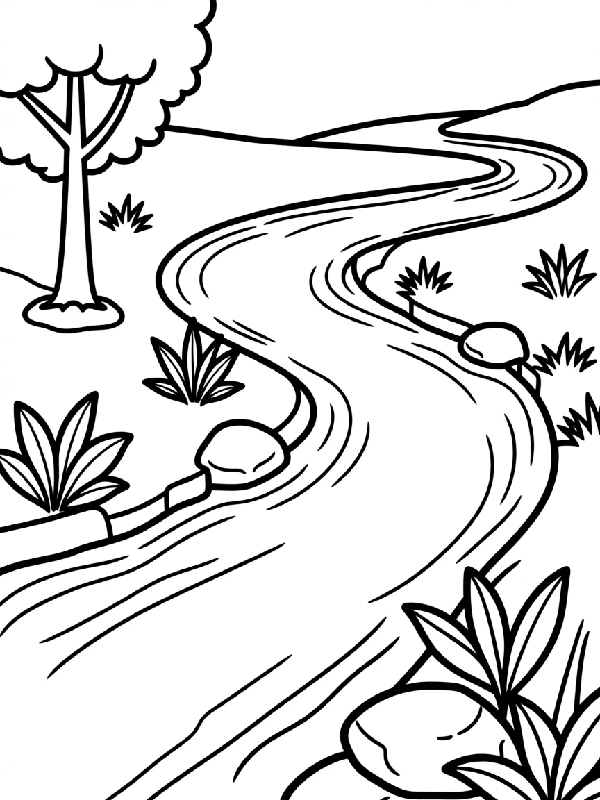 A simplified drawing of a flowing river.