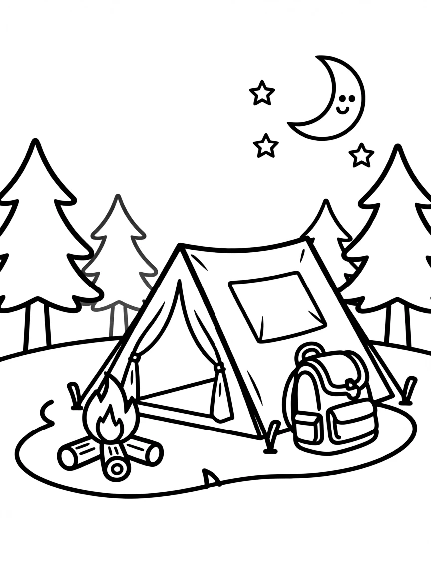 A cute drawing of a small camping tent.
