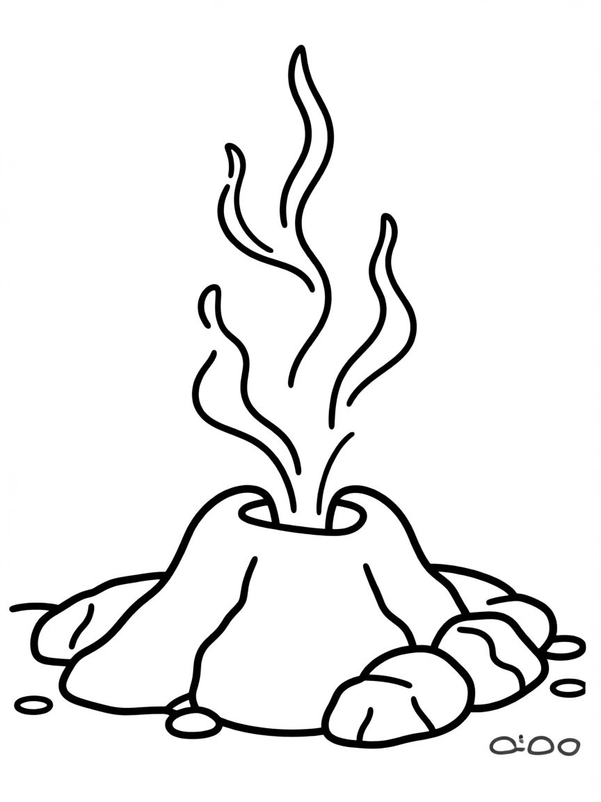 A simple outline of a steaming fumarole.