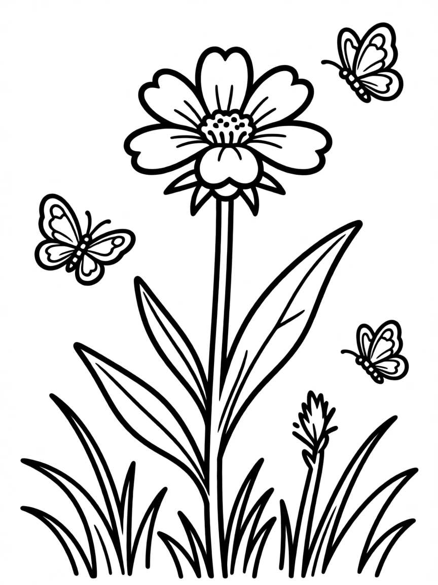 A cute drawing of a small wildflower.