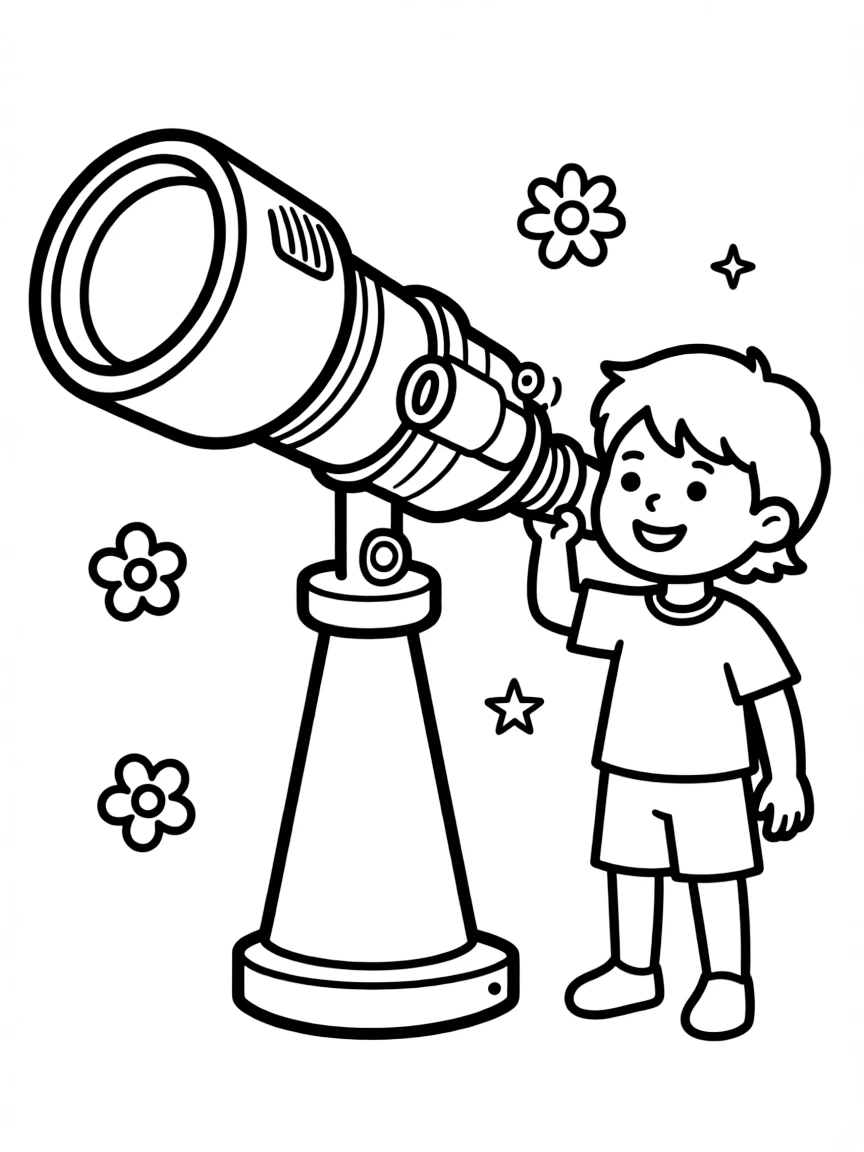 A drawing of a simplified telescope (for looking at the faces).