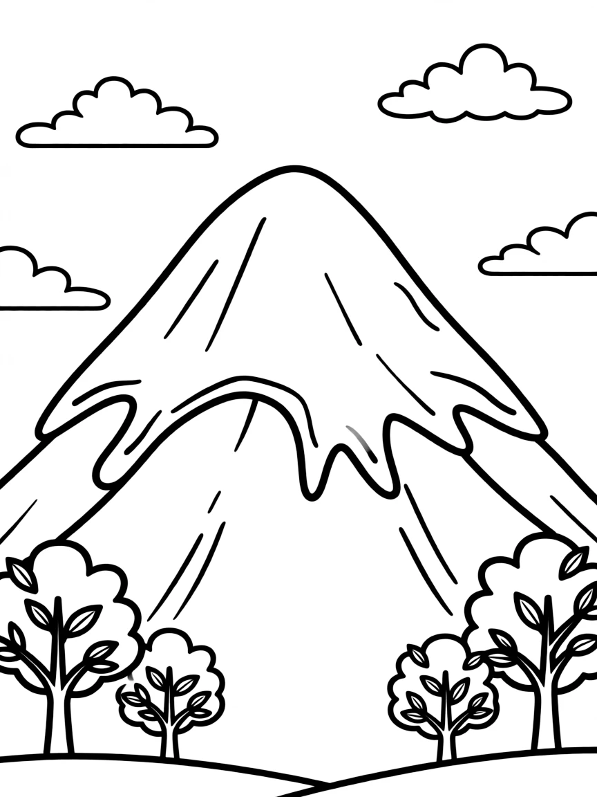 A simplified drawing of a mountain peak.