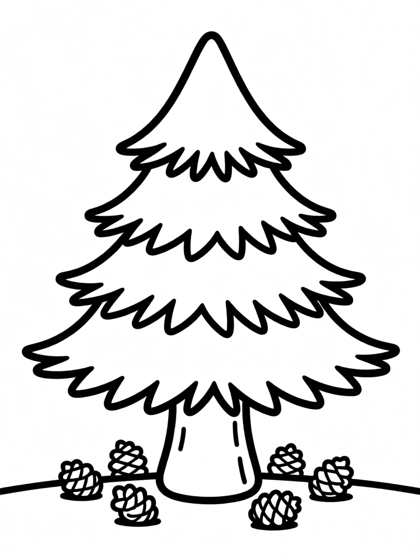 A cute drawing of a small pine tree.