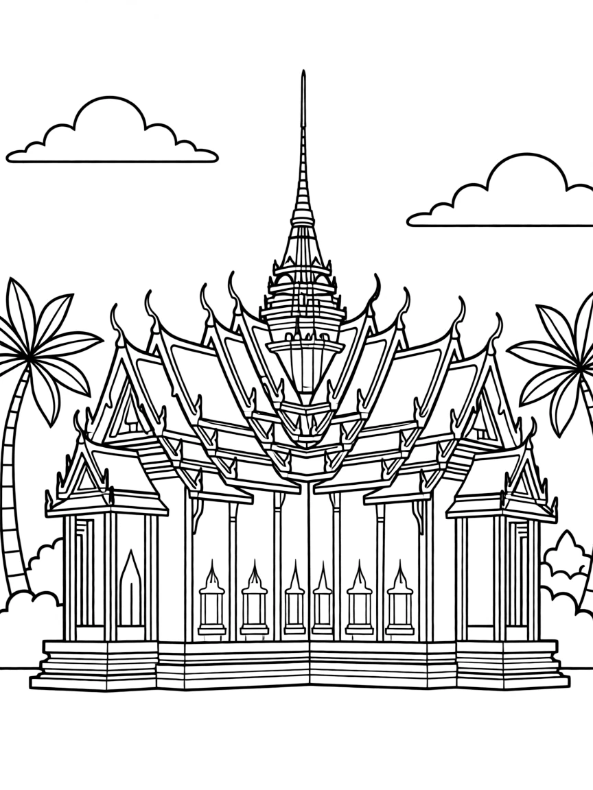 A simple outline of the Golden Palace in Bangkok, Thailand.