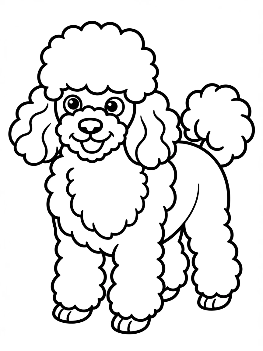 A simplified drawing of a French poodle for coloring.