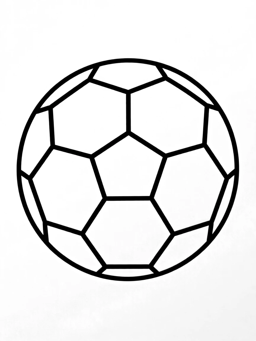 A simplified drawing of a soccer ball for coloring.