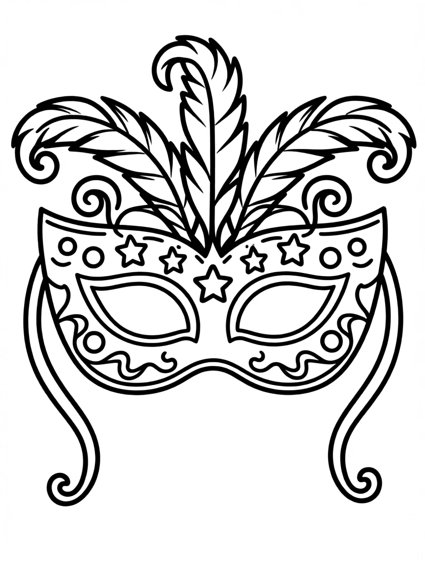 A drawing of a simplified Carnival mask for coloring.