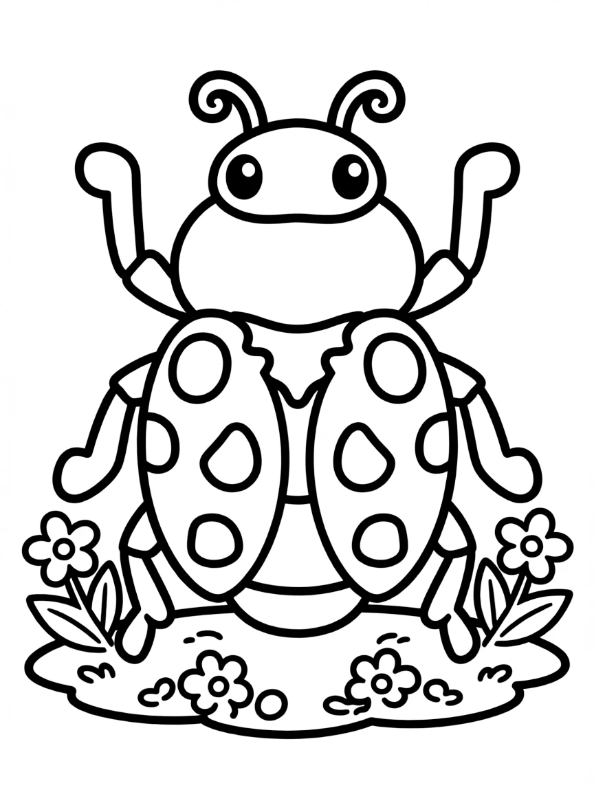 A cute drawing of a scarab beetle for coloring.