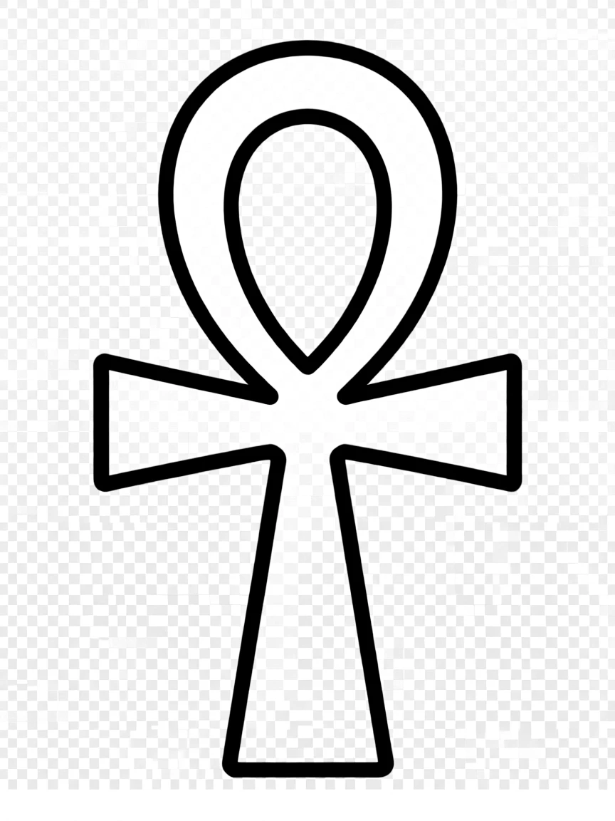 A simplified drawing of an ankh symbol for coloring.
