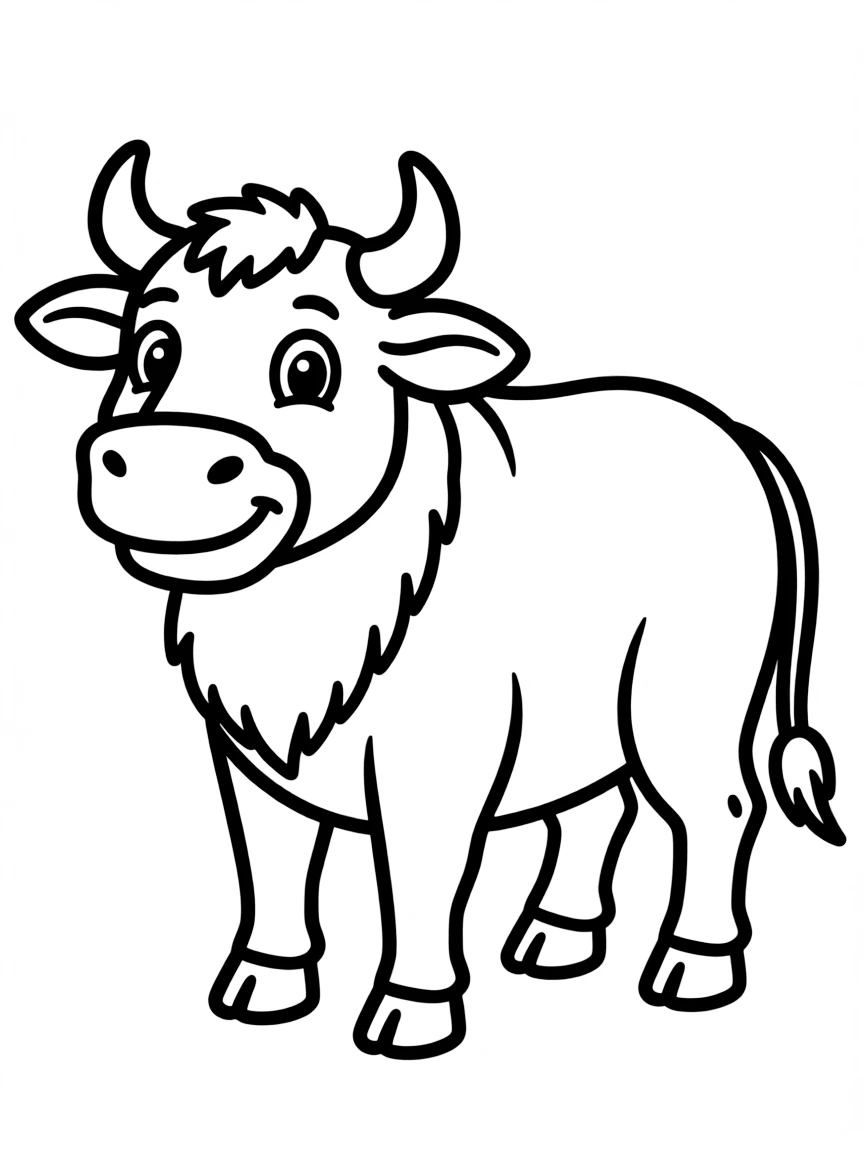 A simplified drawing of a bull for coloring.