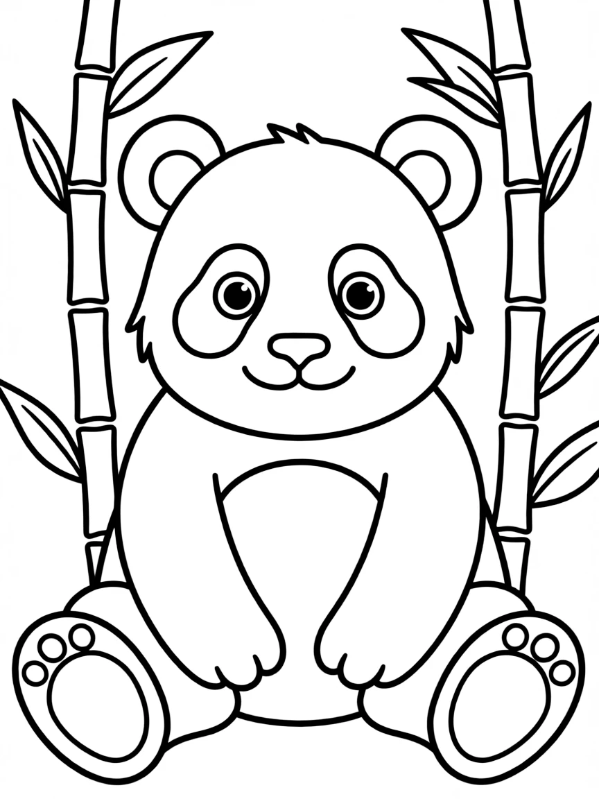 A simplified drawing of a panda bear for coloring.