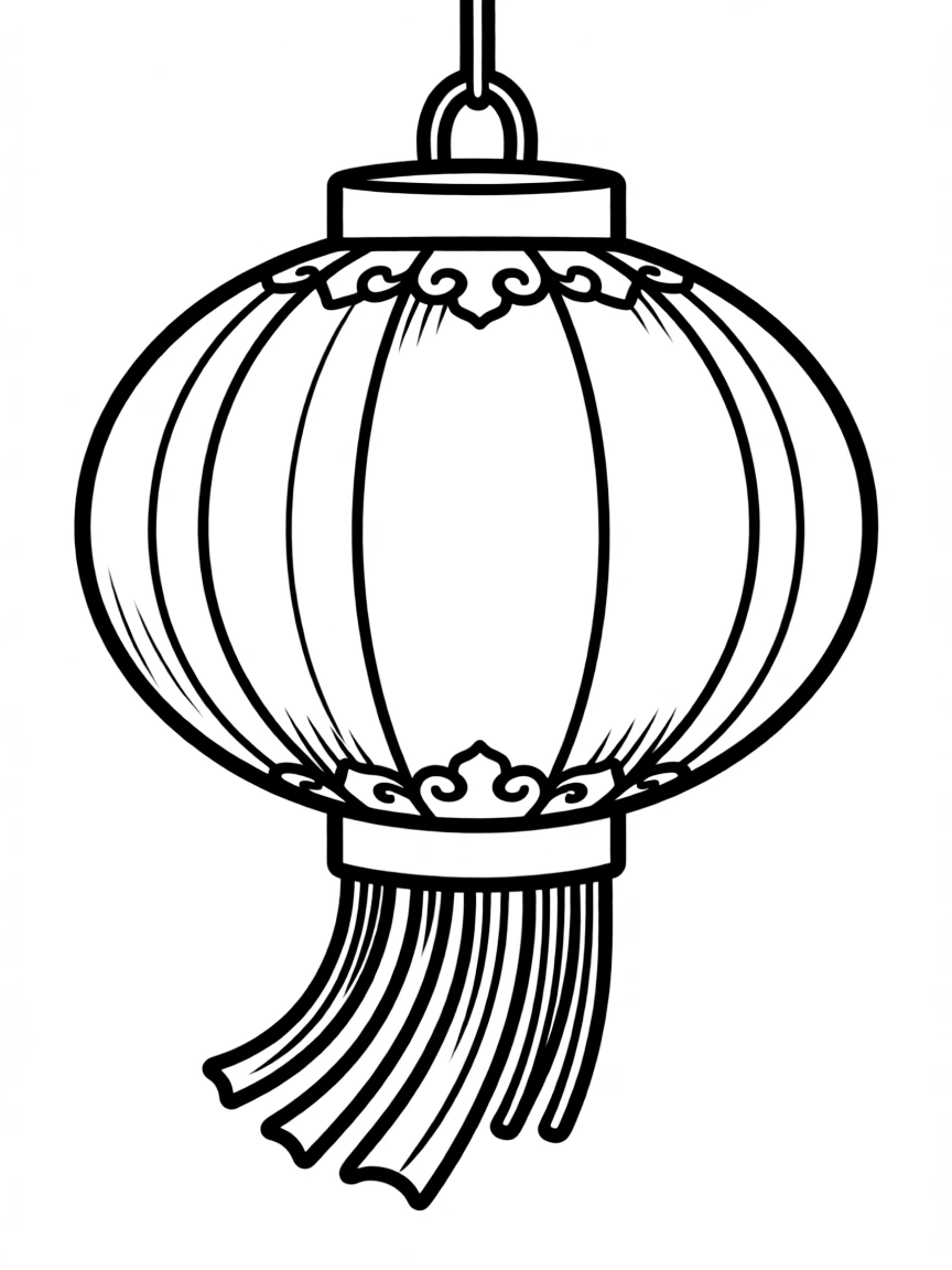 A simple outline of a Chinese lantern for coloring.