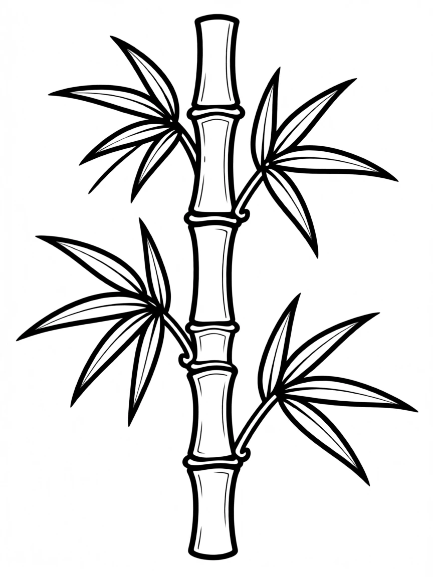 A simple outline of a bamboo stalk for coloring.