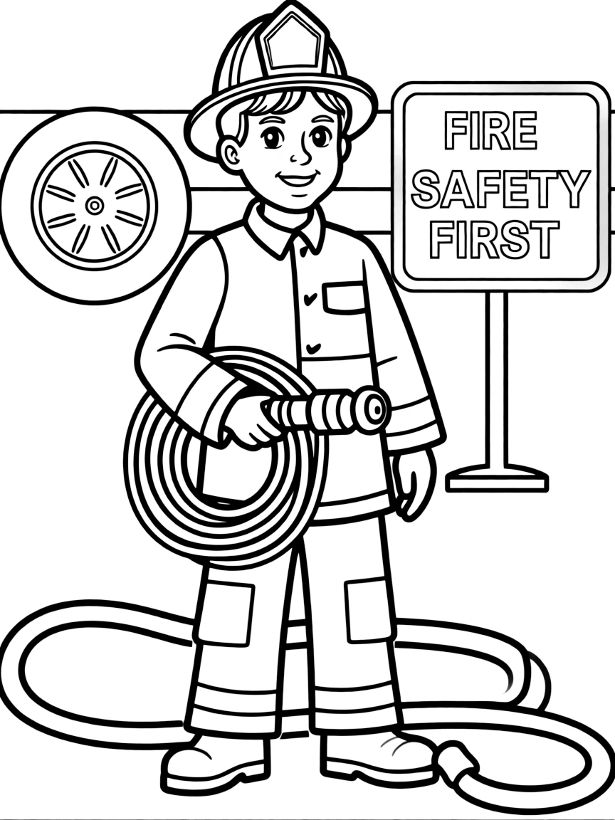 A firefighter holding a hose.