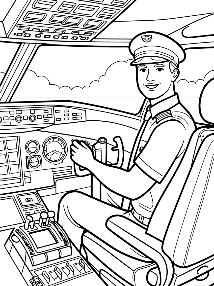 A pilot in a cockpit.
