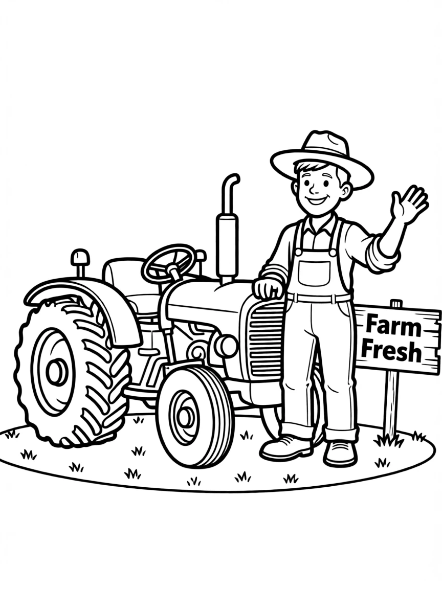A farmer with a tractor.