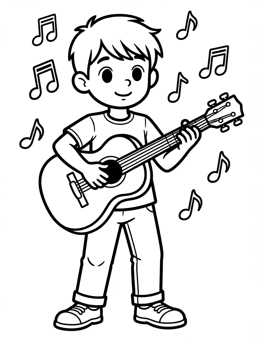 A musician playing a guitar.