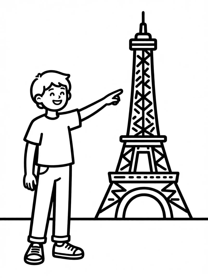 A tour guide pointing to a landmark.