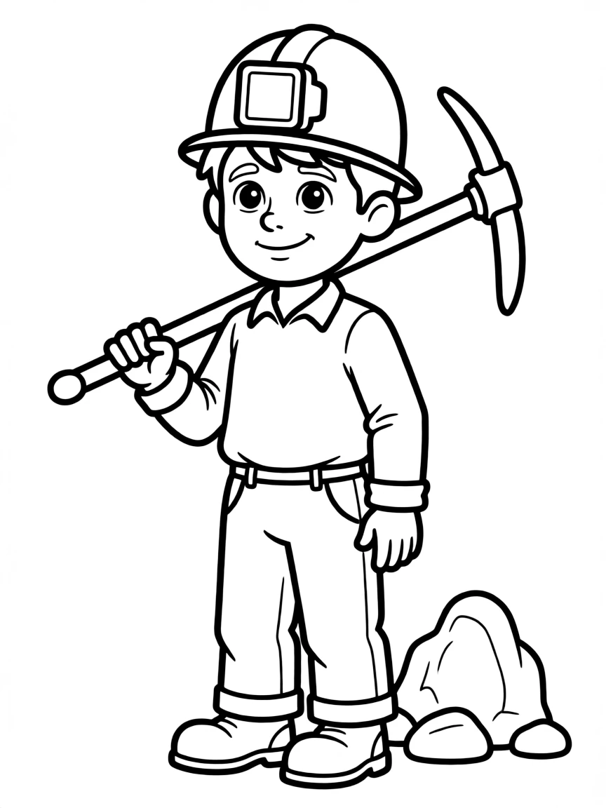 A miner with a helmet light.