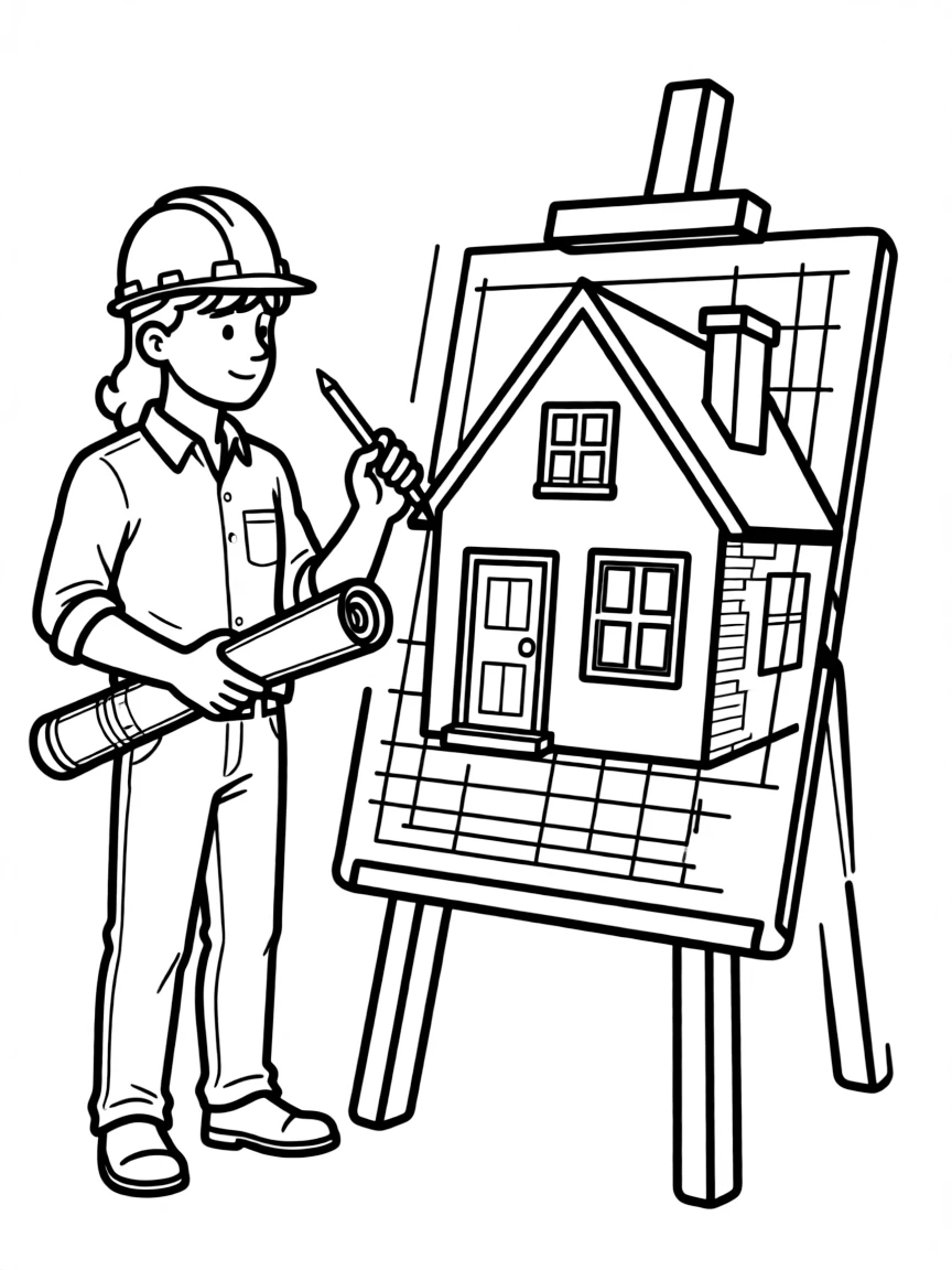 A architect drawing a house.