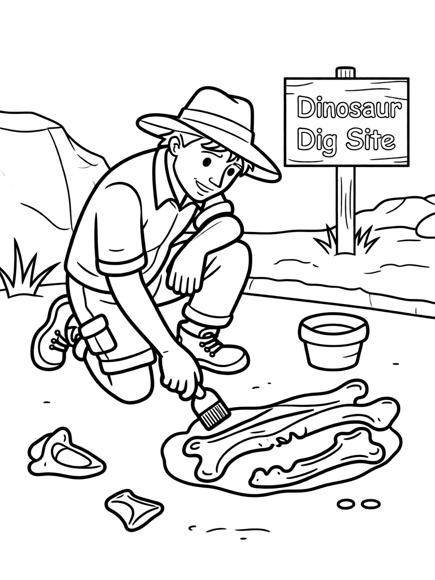 A paleontologist digging for bones.