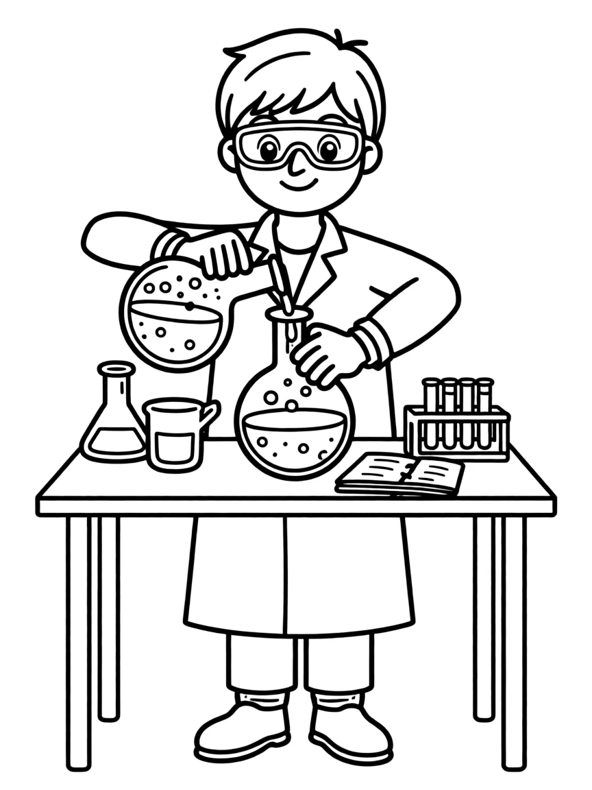 A chemist mixing chemicals.