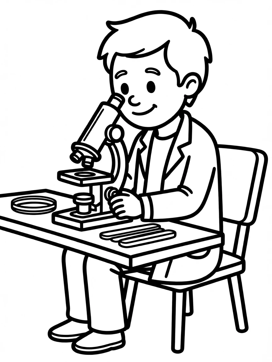 A biologist looking through a microscope.