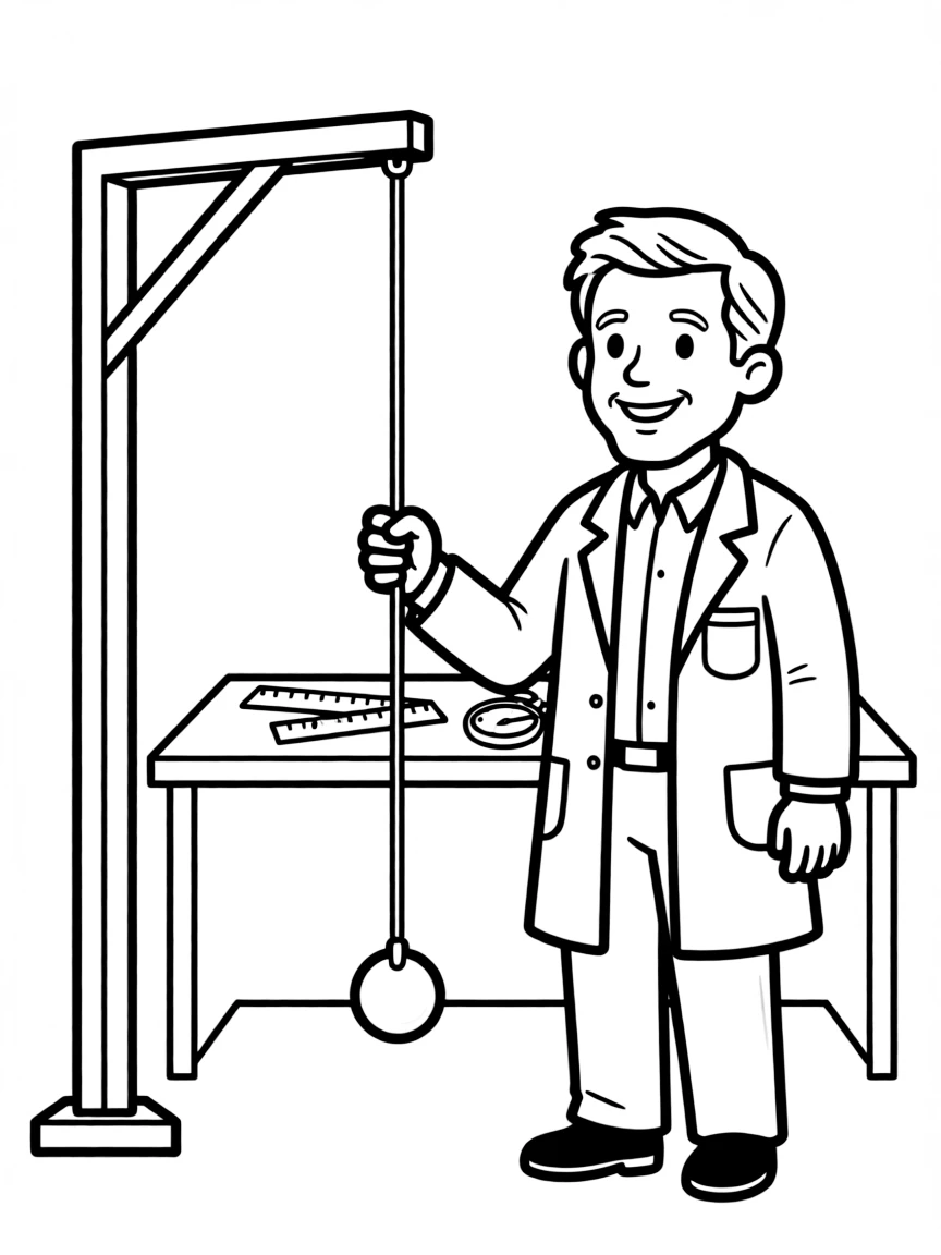 A physicist with a pendulum.