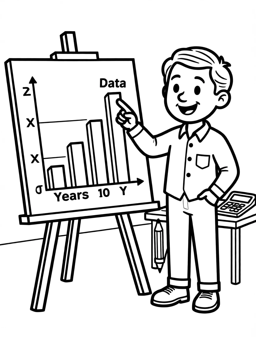 A statistician with a chart.