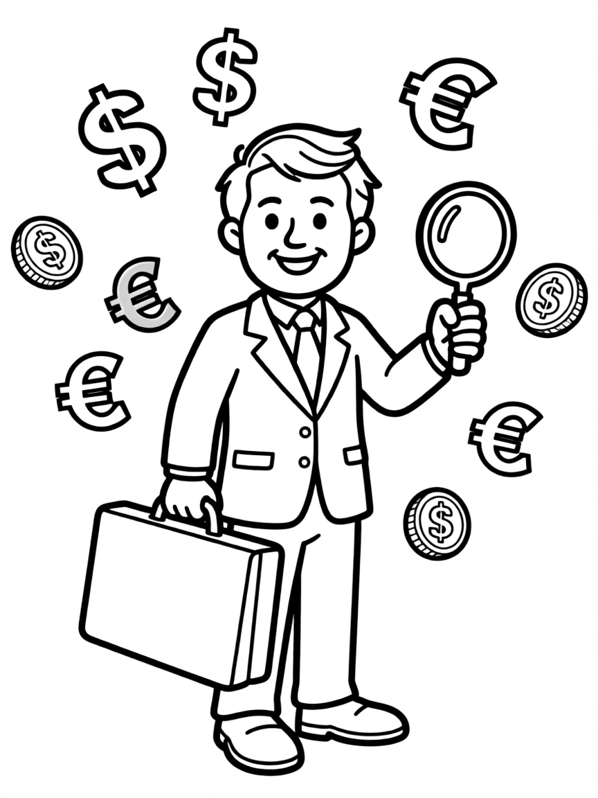 A economist with money symbols.