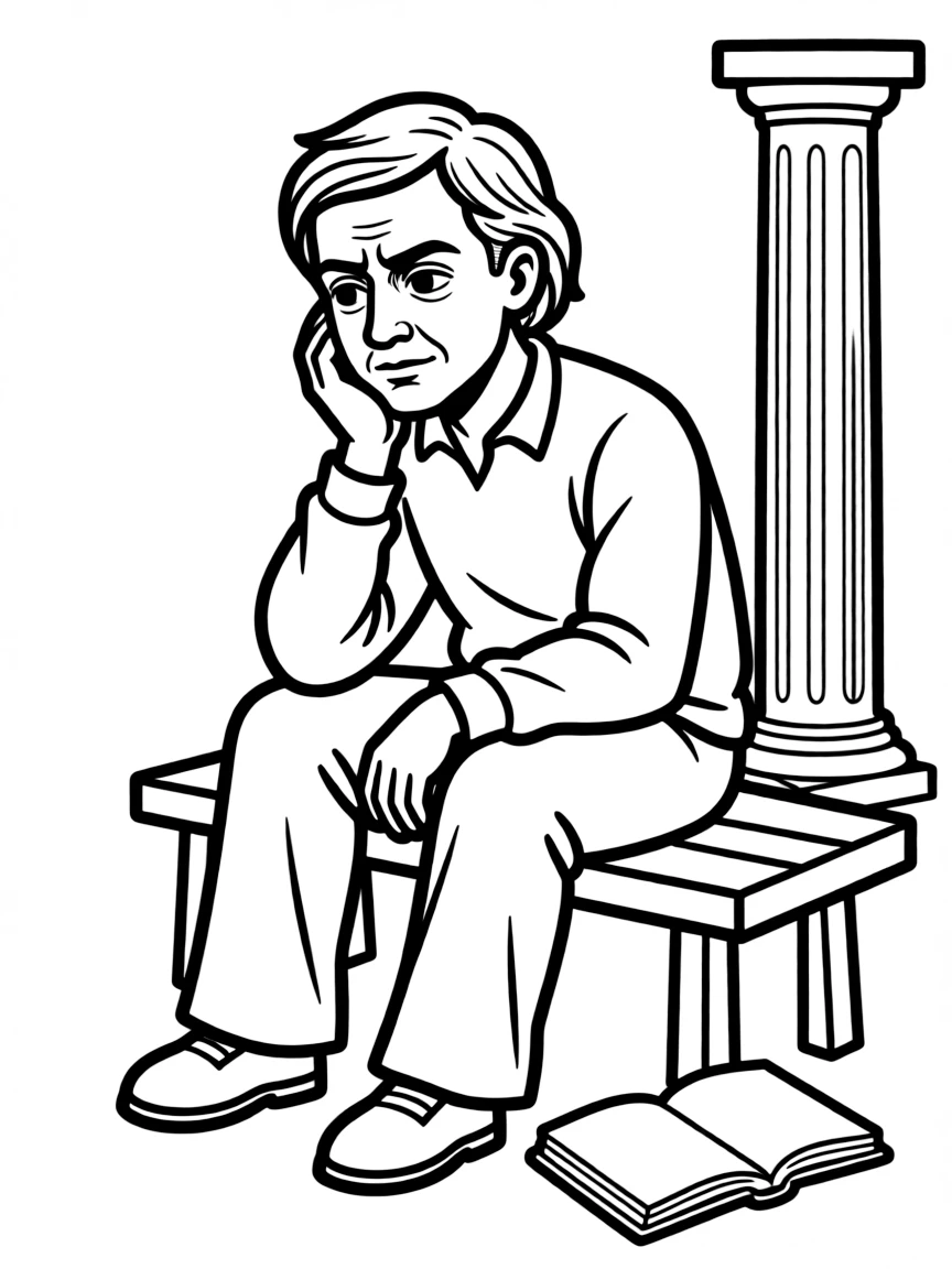 A philosopher thinking deeply.