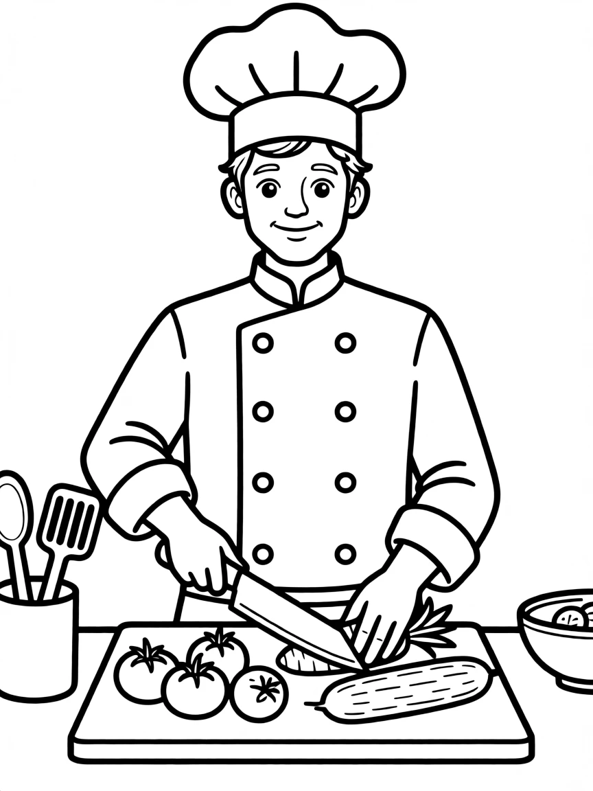 A chef chopping vegetables.