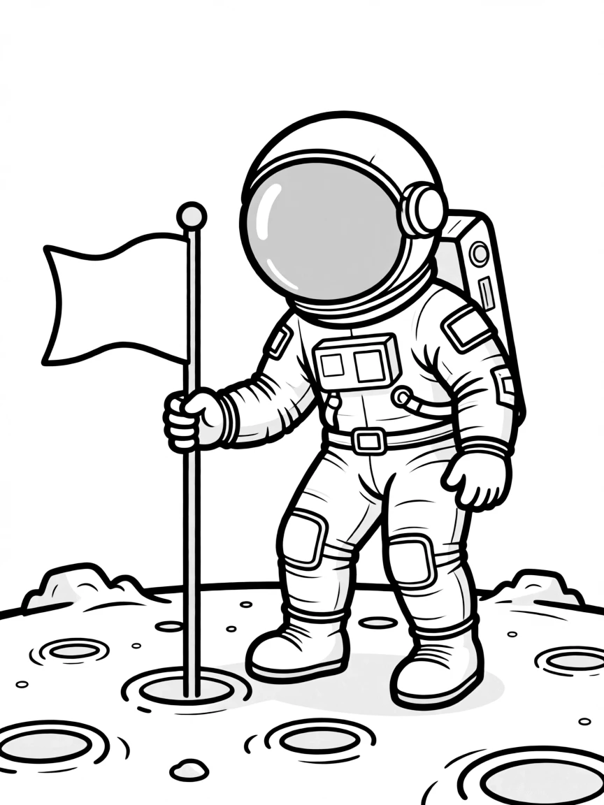 An astronaut planting a flag on the moon.