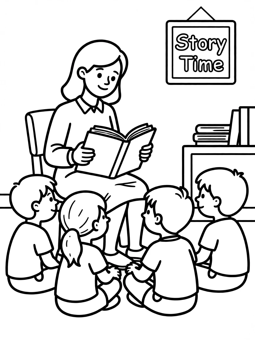 A teacher reading a story.