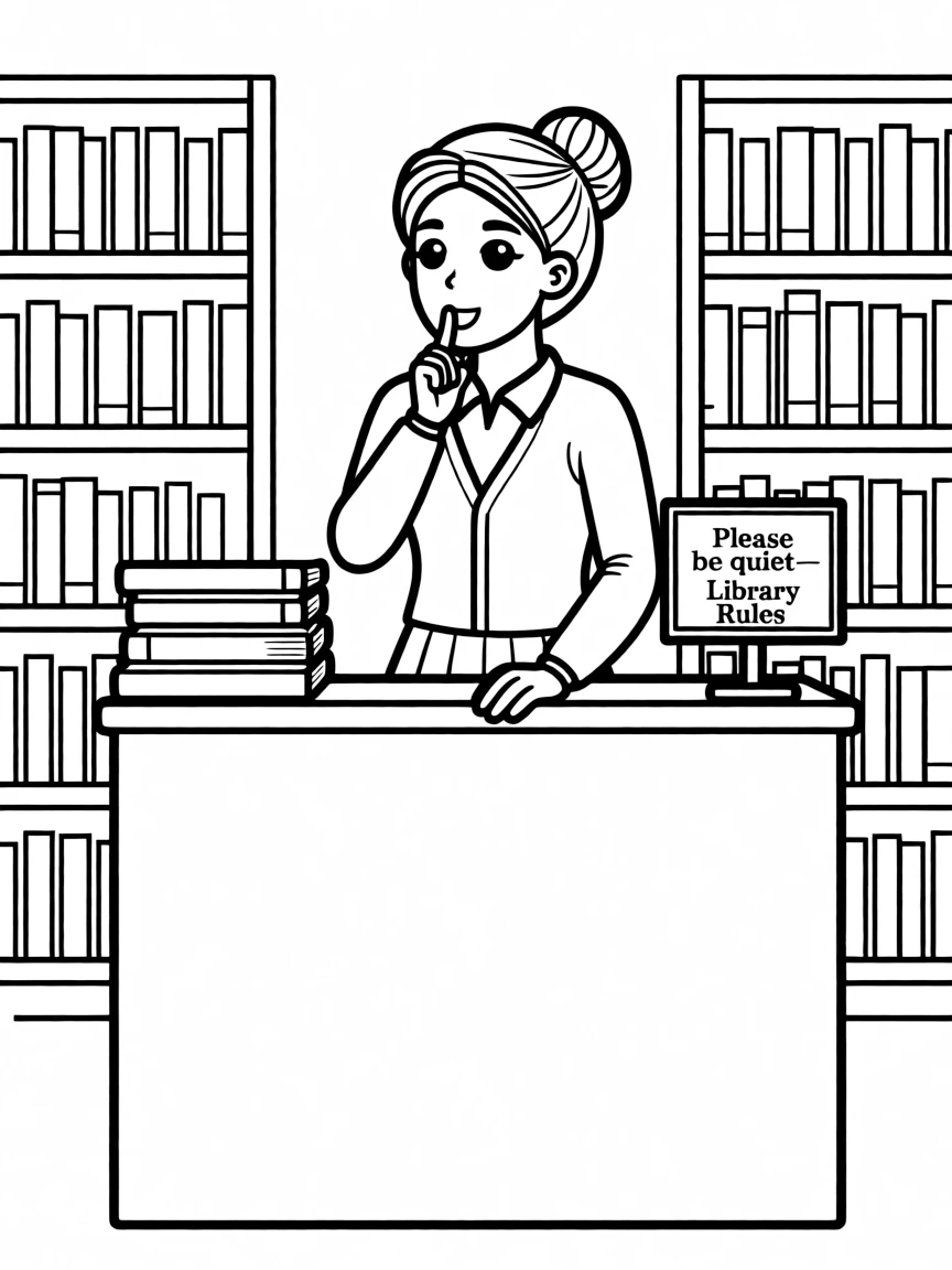A librarian whispering "Shhh."