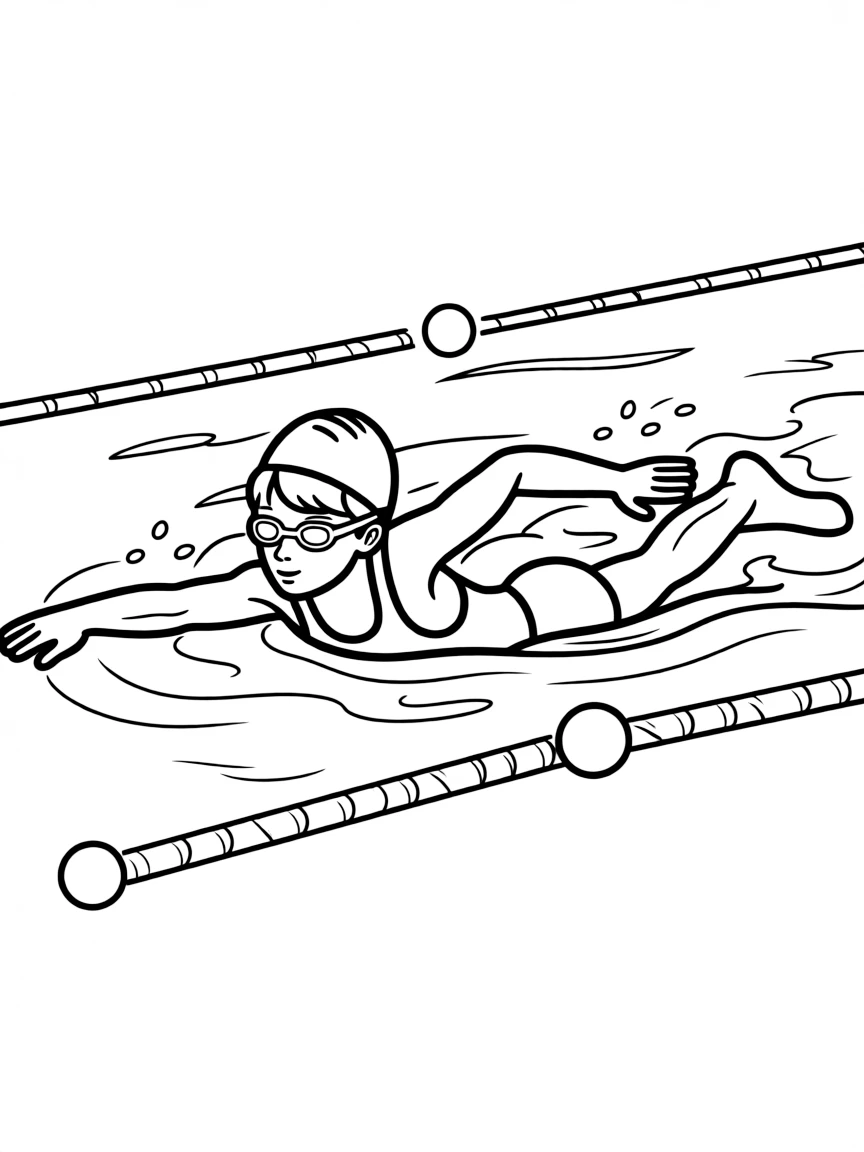 A swimmer doing a freestyle stroke.