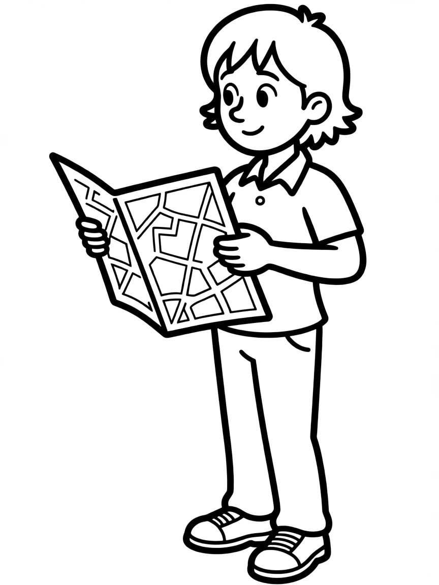 A tour guide holding a map.