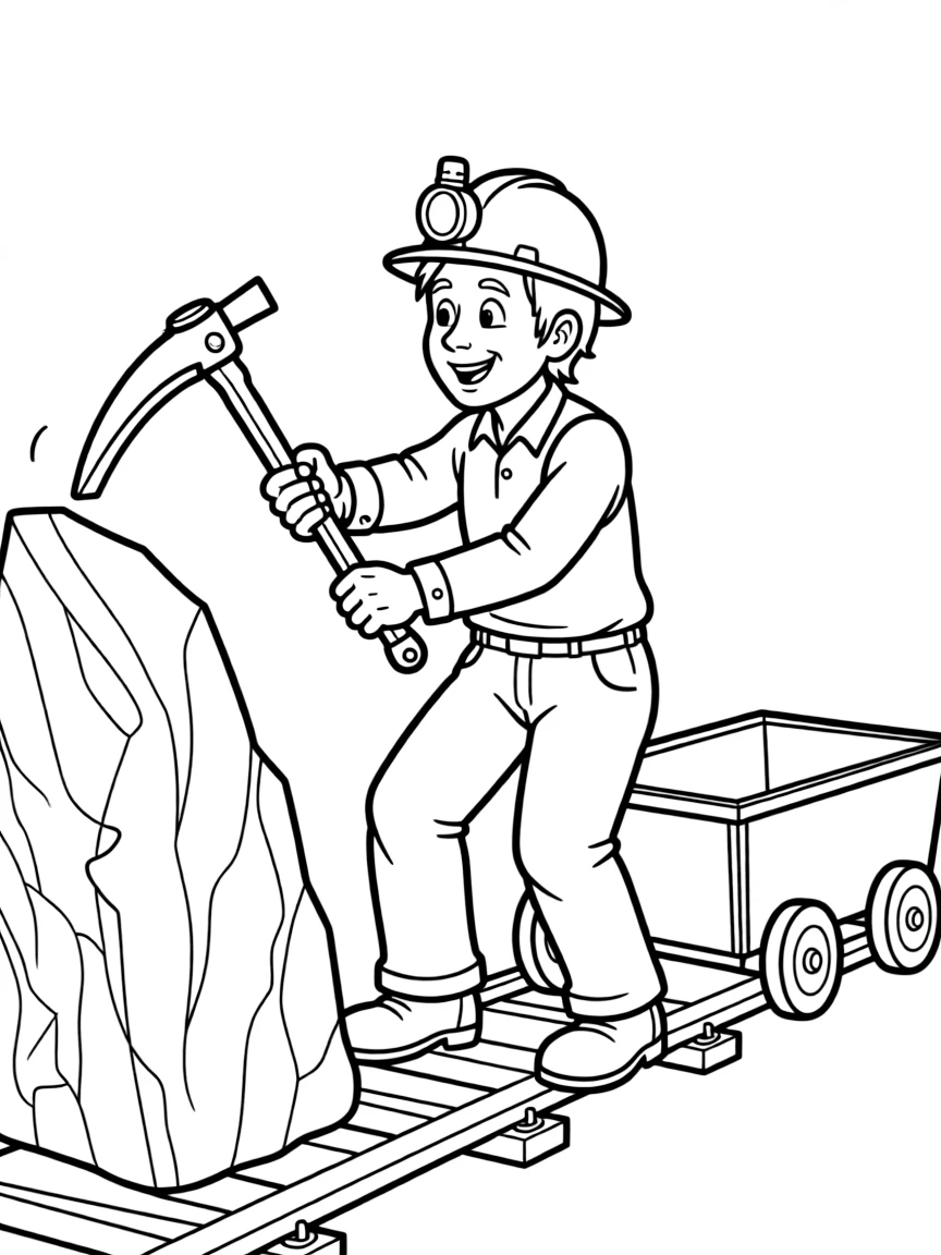 A miner with a pickaxe.