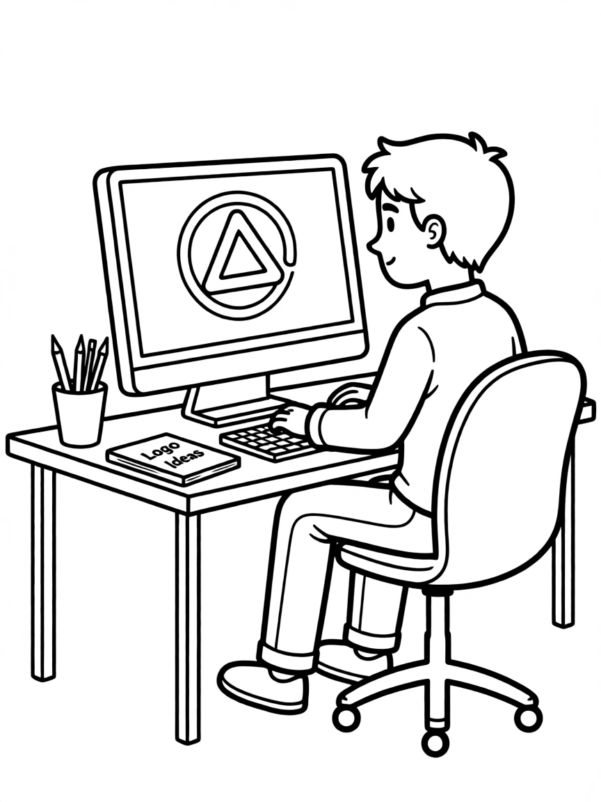 A graphic designer creating a logo.
