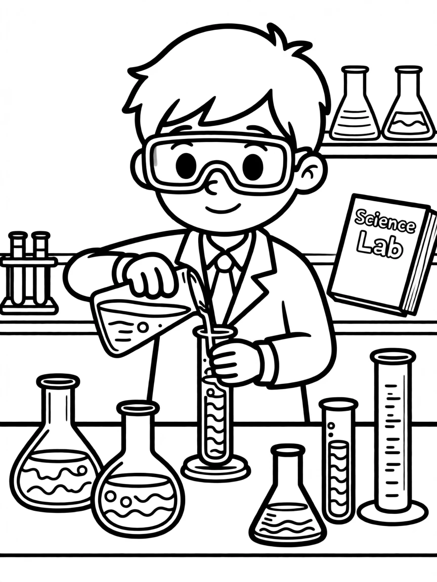 A chemist pouring liquids.