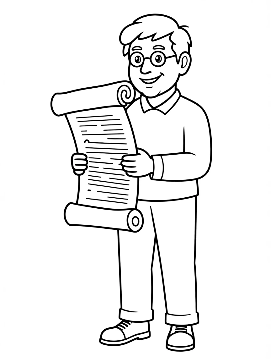 A historian holding an ancient scroll.