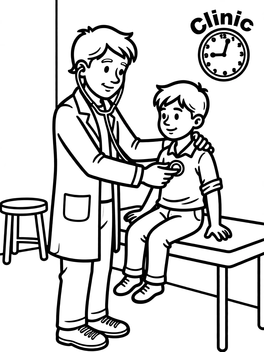 A doctor checking a patient's heart.