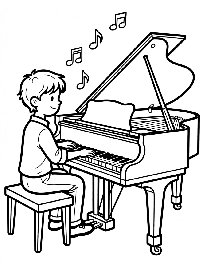 A musician playing a piano.