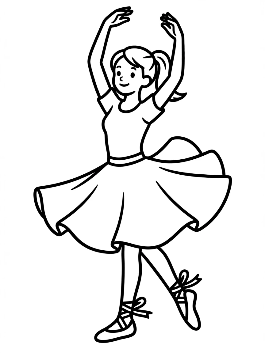 A dancer with a flowing skirt.