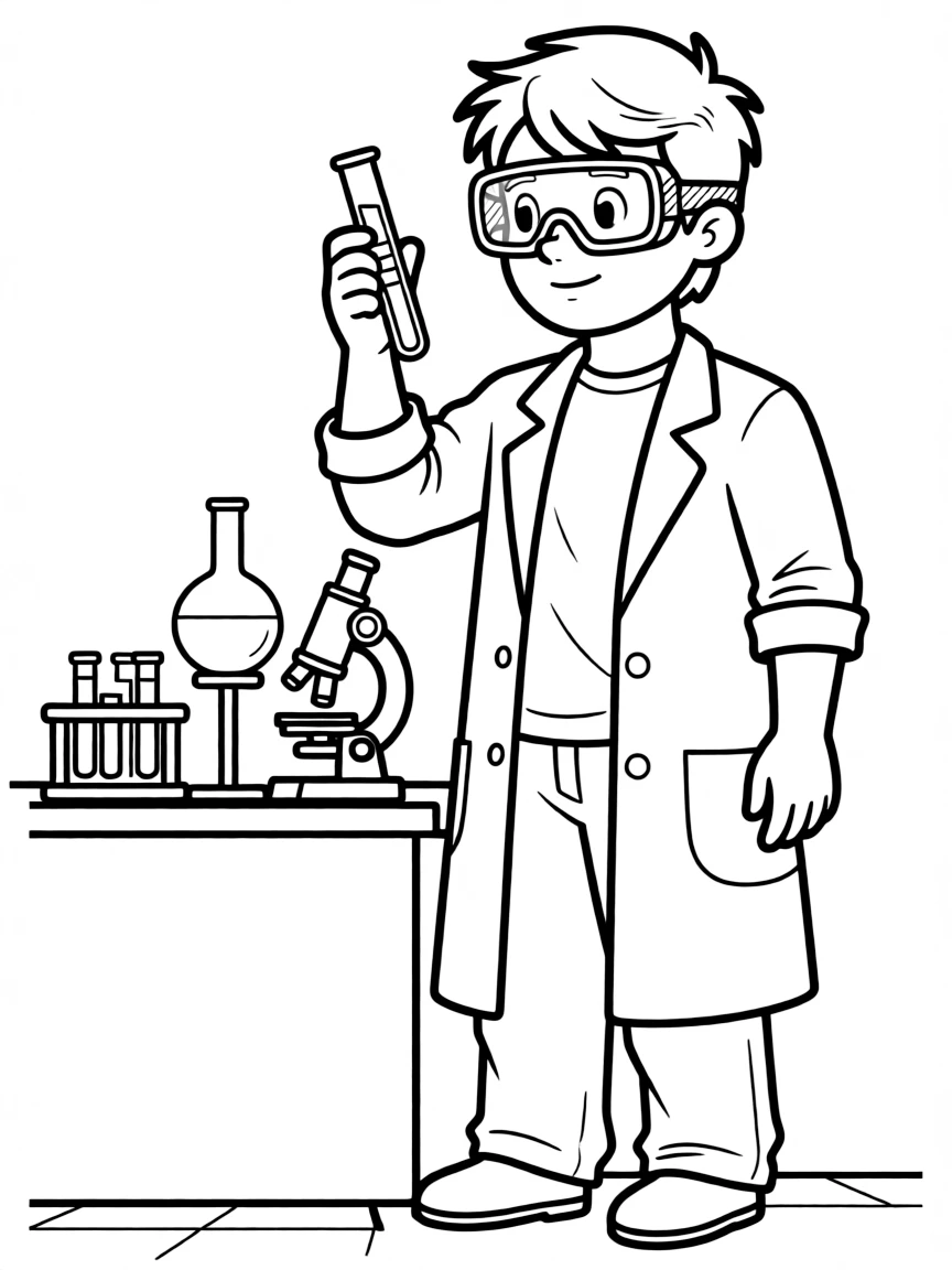 A scientist wearing safety goggles.