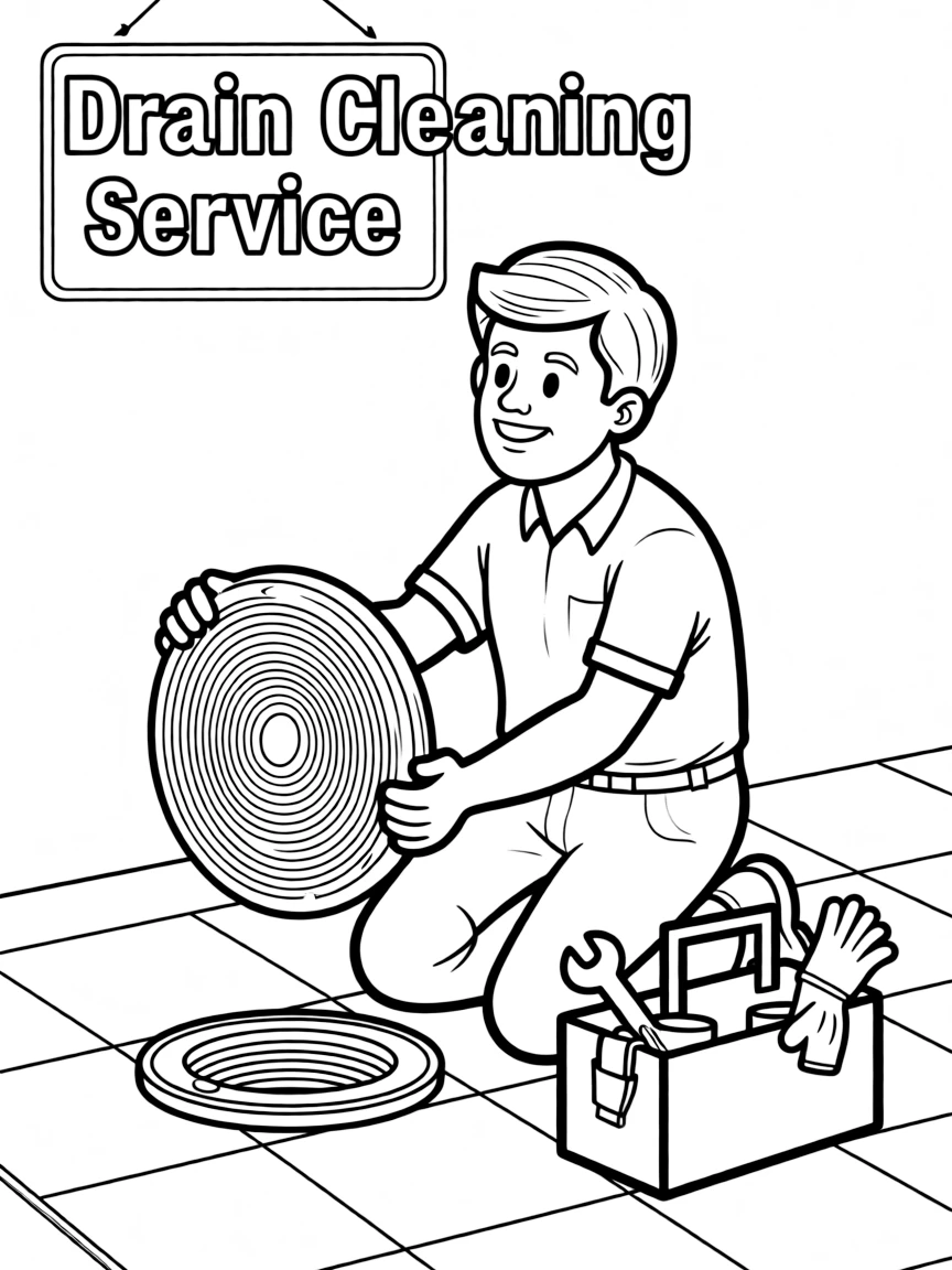 A plumber clearing a drain.