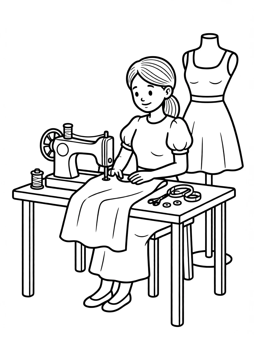 A seamstress making a dress.