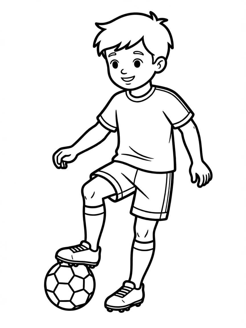 A soccer player dribbling the ball.