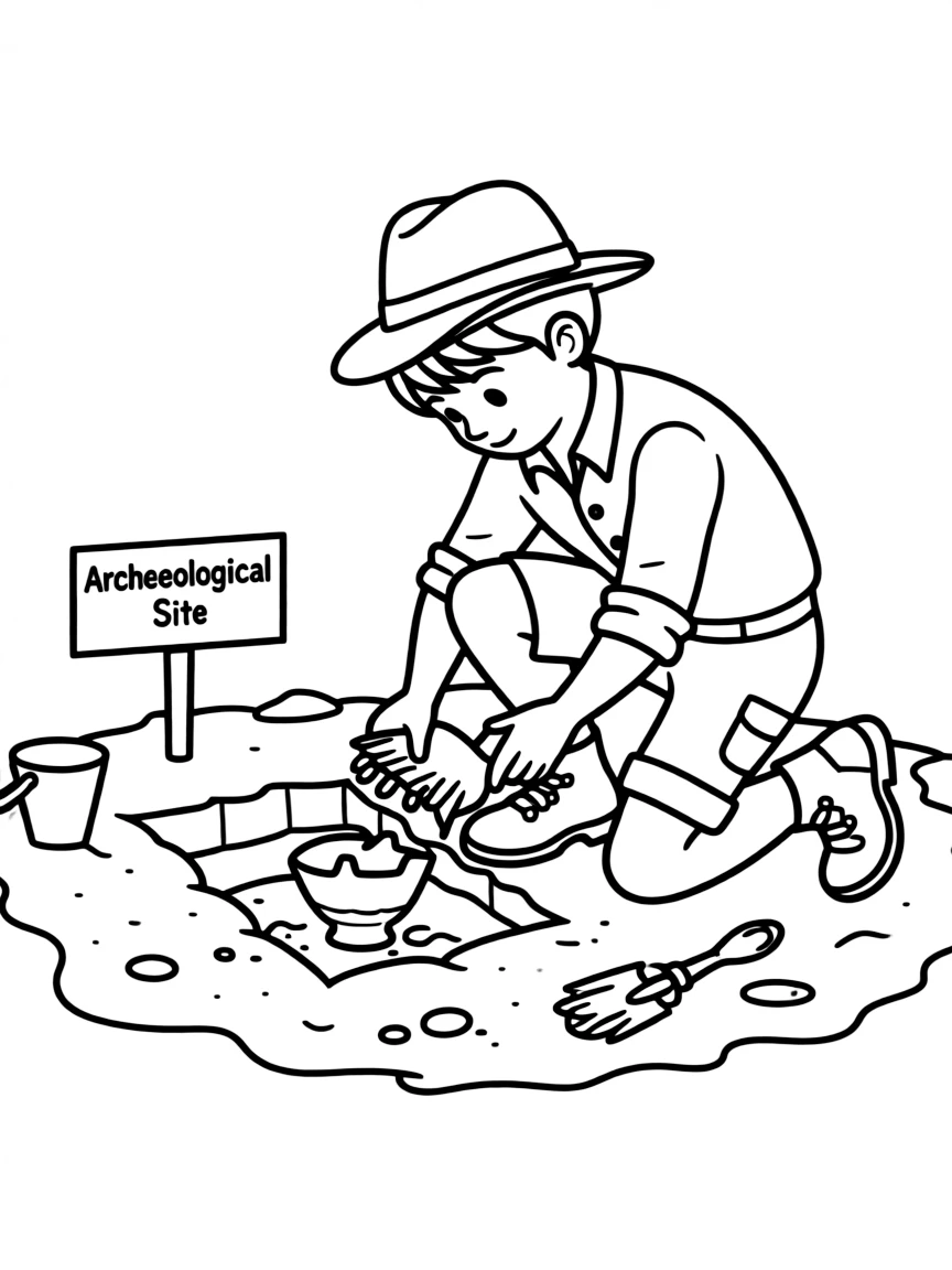 A archaeologist finding pottery.