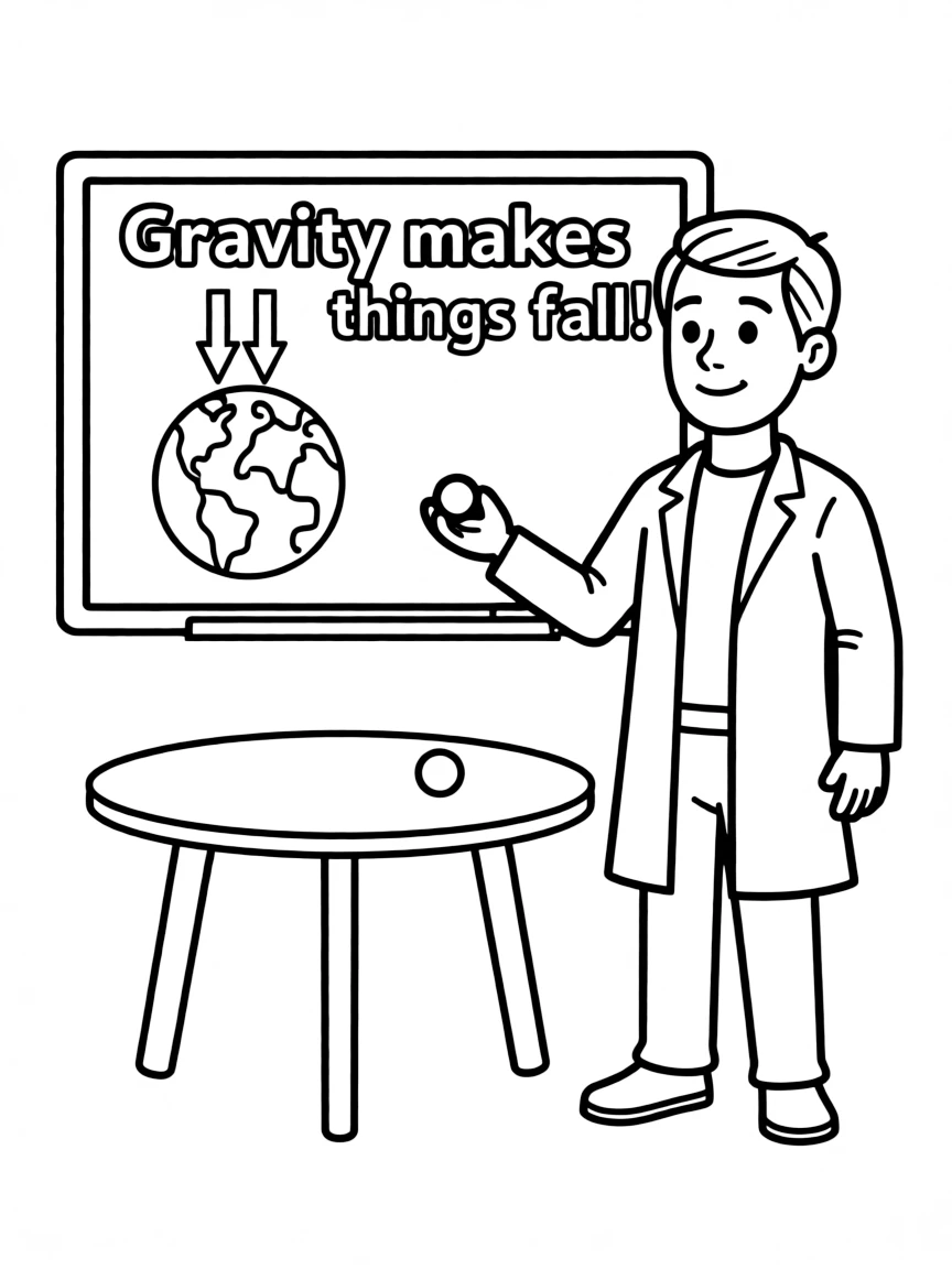 A physicist demonstrating gravity.